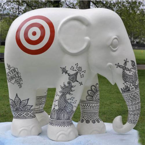 Estátua de elefante de fibra de vidro