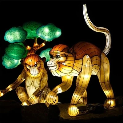 Festival de Seda Tradicional Chinês Led Light Show de Lanternas com Animais Personalizados